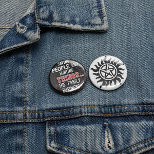 Lot 2 Supernatural TV Series 1.25" Pinbacks Buttons Pins Saving People Hunting